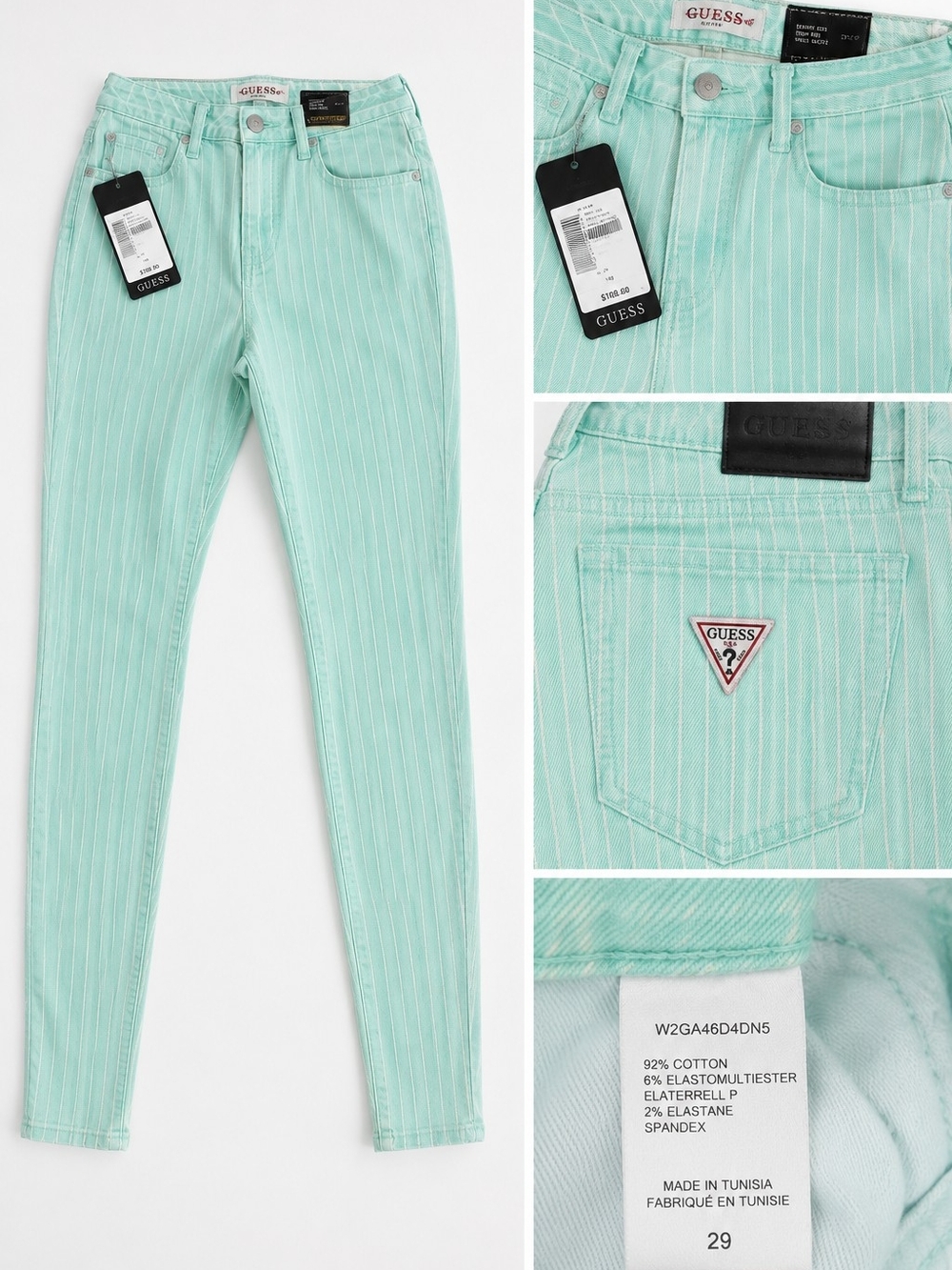 GUESS Mint Green Pinstripe Skinny Jeans
